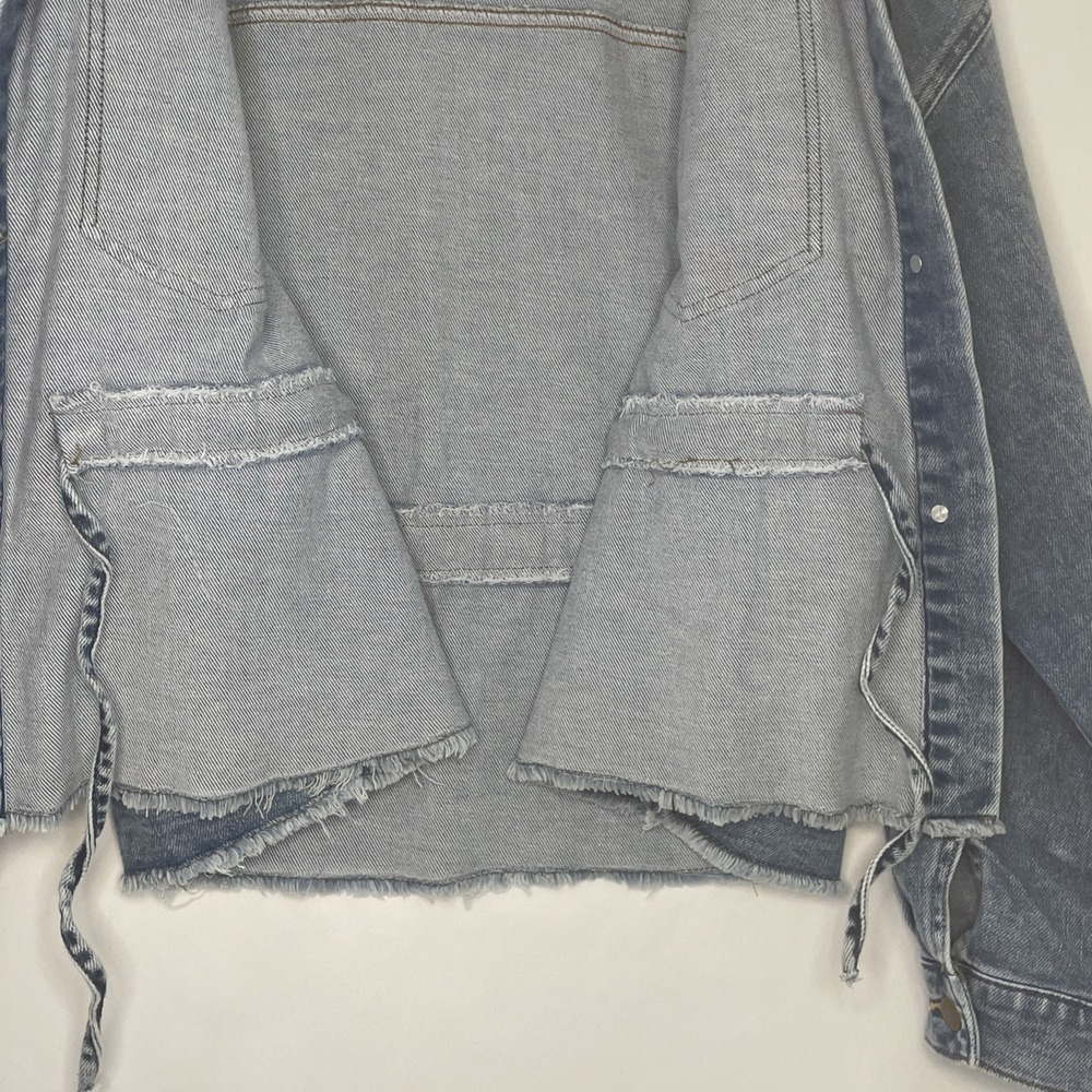 Womens Maurices Jean Denim Jacket Plus 0X Stretch Raw Hem Cowgirl Cinch Waist - Picture 12 of 16